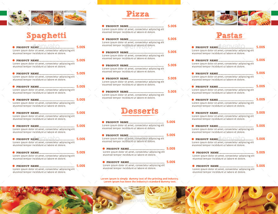The Pastas House Menu by serzik GraphicRiver